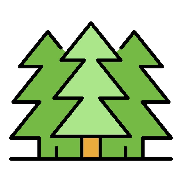 Icono del bosque de abetos Contorno del icono del vector del bosque de abetos color plano aislado