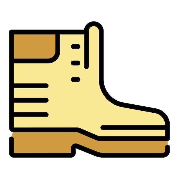 El icono de la bota de acampada El contorno del icono del vector de la botina de acampado El color es plano y aislado