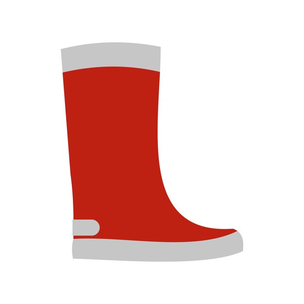 Icono de bota de goma roja en estilo plano sobre un fondo blanco