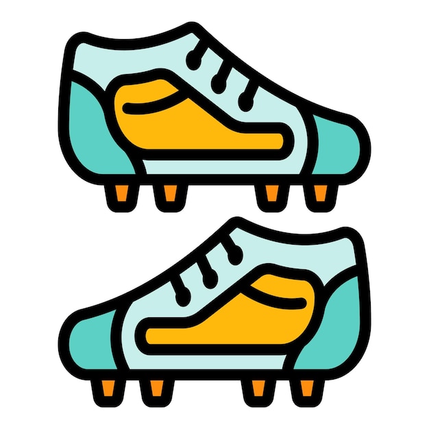 Vector el icono de las botas de fútbol de clavos contorno de las clavos de botas de juego de fútbol de vector icono de color plano aislado