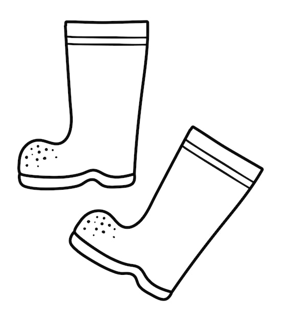 Icono de botas de goma en blanco y negro vectorial ilustración de calzado de otoño o jardín aislado en fondo blancoxa