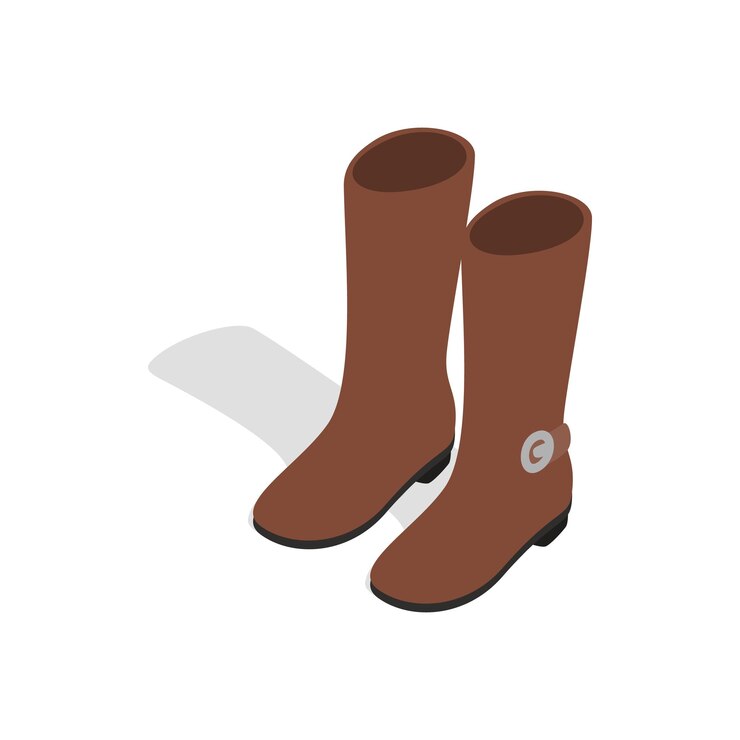 Vector icono de botas de moda marrón femenino en estilo isométrico 3d sobre un fondo blanco