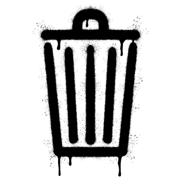 Icono de bote de basura de graffiti pintado con aerosol Rociado aislado con un símbolo de bote de basura de graffiti de fondo blanco con más de aerosol en negro sobre blanco Ilustración vectorial