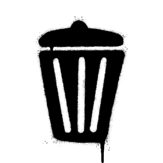 Icono de bote de basura de graffiti pintado con aerosol Rociado aislado con un símbolo de bote de basura de graffiti de fondo blanco con más de aerosol en negro sobre blanco Ilustración vectorial