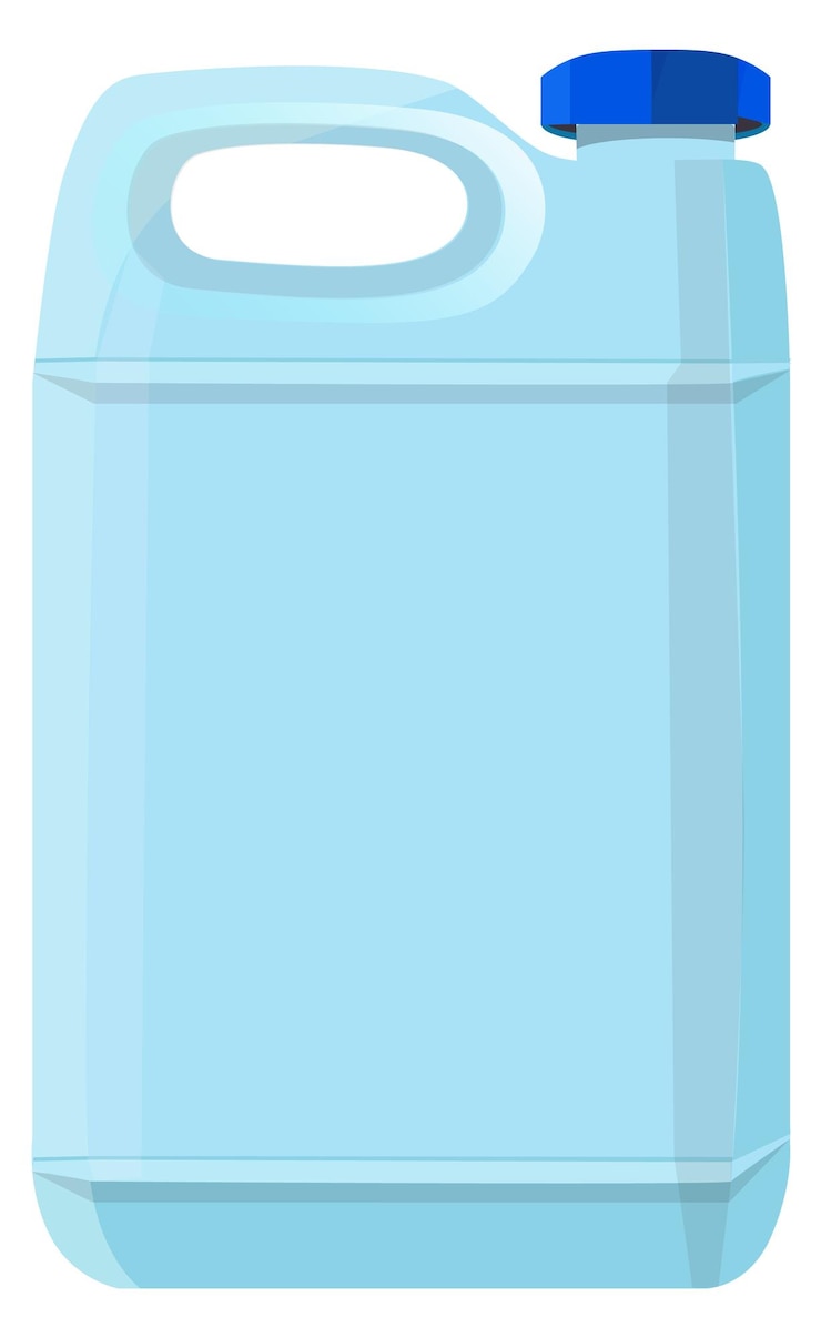 Vector icono del bote de dibujos animados contenedor de líquido azul de plástico