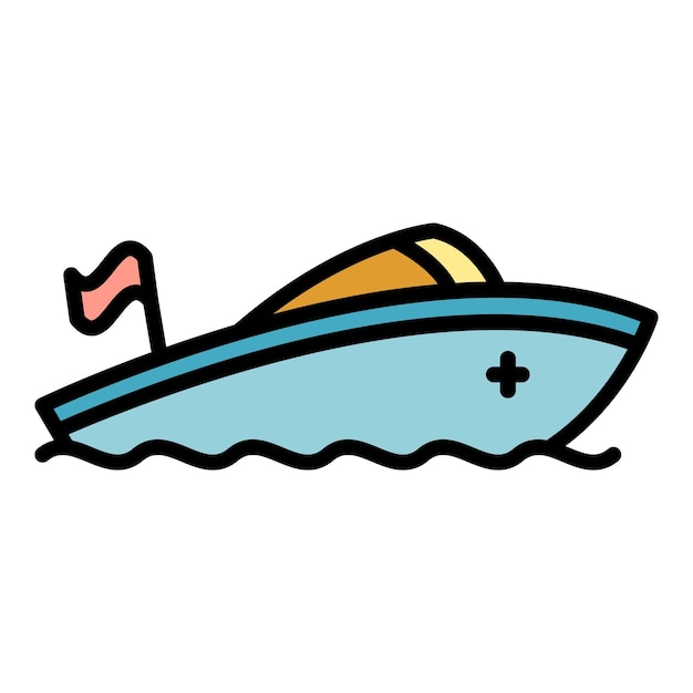 El icono del bote de rescate de velocidad Contorno del icono vectorial del bote de rescate de velocidad Color plano aislado
