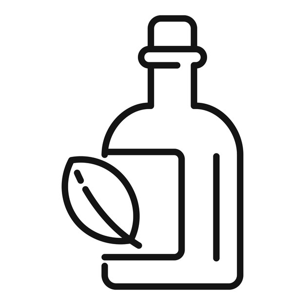 Icono de botella de aceite de hierbas Icono de vector de botella de aceite de hierbas de esquema para diseño web aislado sobre fondo blanco