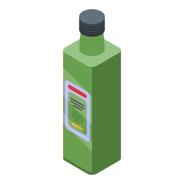 Icono de botella de aceite de oliva mediterráneo Isométrico de icono de vector de botella de aceite de oliva mediterráneo para diseño web aislado sobre fondo blanco