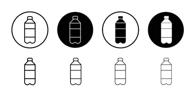 El icono de la botella de agua es plano y el diseño del conjunto es simple.