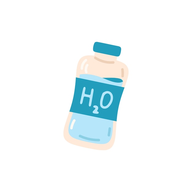 Icono de botella de agua H2O en estilo de color plano Bebida gaseosa