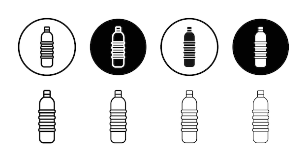 Icono de botella de agua Ilustración plana de línea delgada
