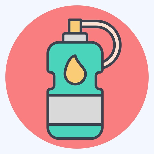 Icono Botella de agua relacionada con el símbolo del fútbol color mate estilo ilustración simple