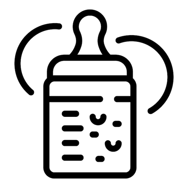 Icono de botella de alimentación para bebés con corazones