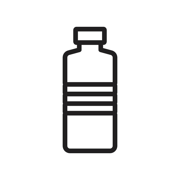 Icono de botella Arte plano en blanco y negro aislado