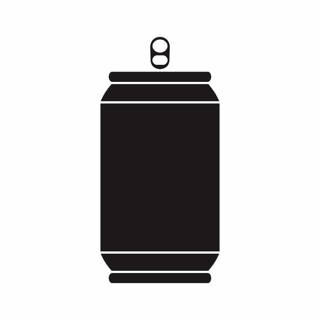 Vector icono de botella de bebida enlatada estilo sólido negro