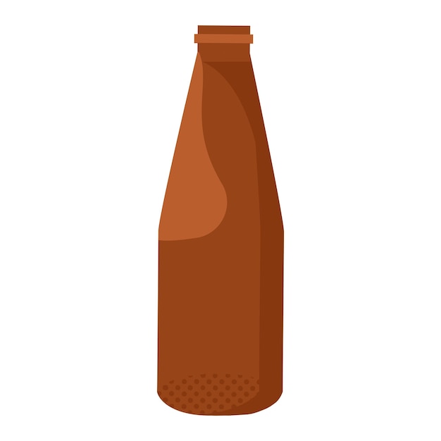 Icono de botella de bebida de vidrio marrón roto y plano
