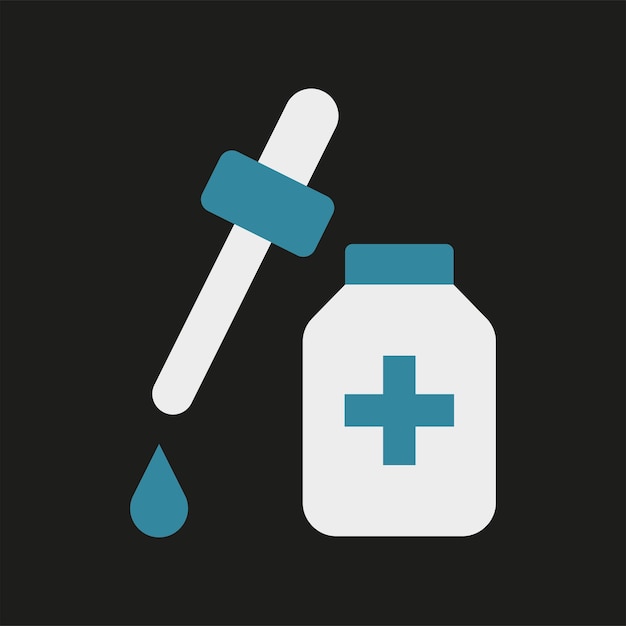El icono de la botella cae diseñado con un aspecto elegante y minimalista perfecto para envases farmacéuticos