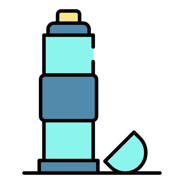 Icono de botella caliente termo Contorno termo botella caliente vector icono color plano aislado en blanco
