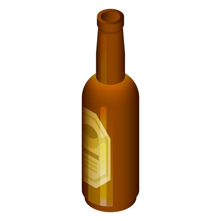 Vector icono de botella de cerveza negra isométrica de icono de vector de botella de cerveza negra para diseño web aislado sobre fondo blanco