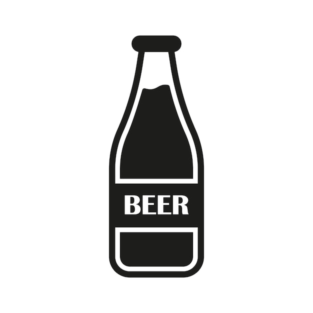 El icono de la botella de cerveza presenta líneas limpias