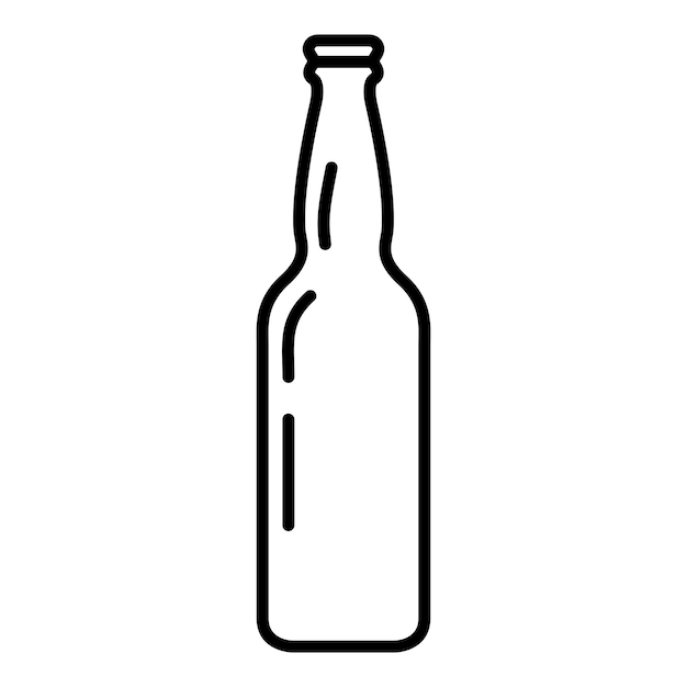 Icono de botella de cerveza de vidrio de contorno vectorial