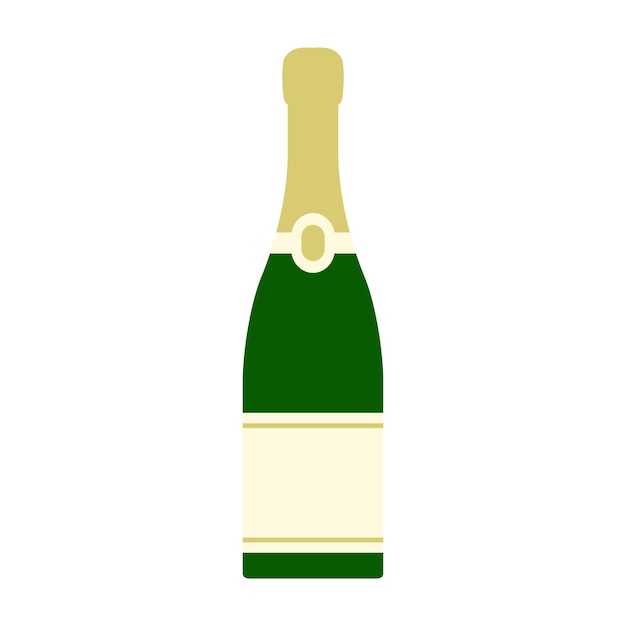 Icono de botella de champán en estilo plano aislado sobre fondo blanco