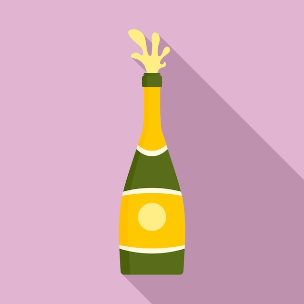Icono de botella de champán Splash Ilustración plana del icono de vector de botella de champán Splash para diseño web