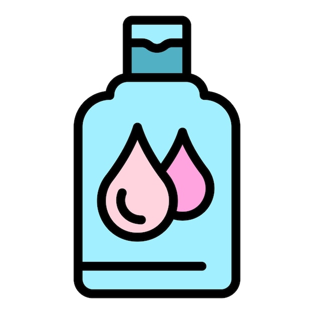 Icono de botella de champú para el cabello Contorno Icono de vector de botella de champú para el cabello para diseño web aislado en color plano de fondo blanco