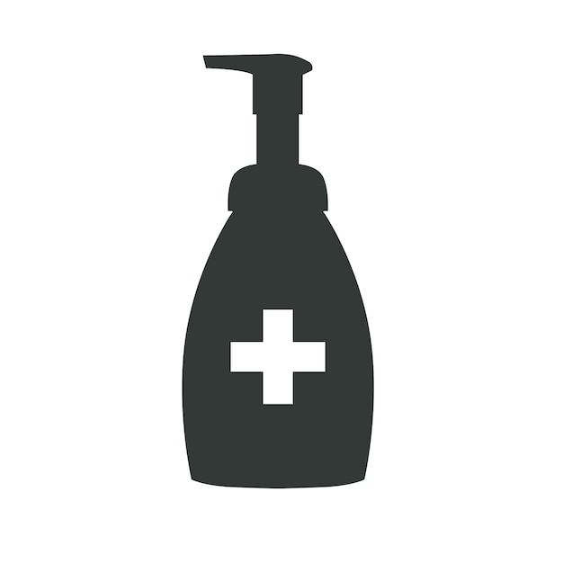 Icono de botella de desinfectante de manos en estilo plano de moda aislado en fondo blanco Ilustración vectorial