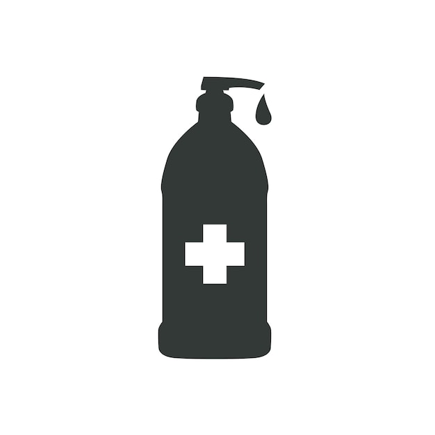 Icono de botella de desinfectante de manos en estilo plano de moda aislado en fondo blanco Ilustración vectorial