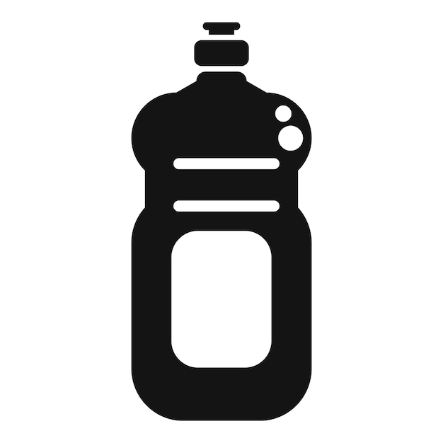 El icono de la botella de detergente de plástico negro que representa la limpieza y el mantenimiento del hogar