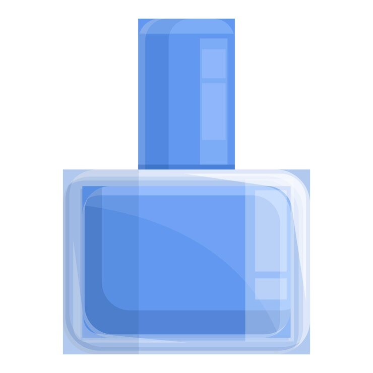 Vector icono de botella de esmalte de uñas azul icono vectorial de botella d'esmalte d'uñas azul para diseño web aislado sobre fondo blanco