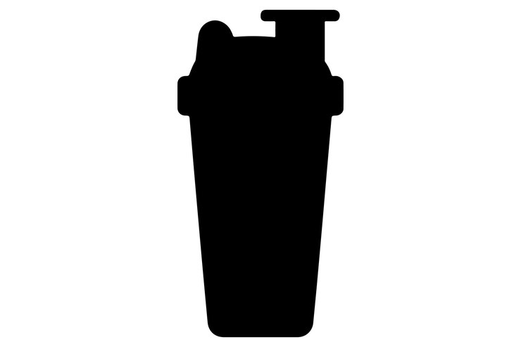 Icono de botella de gimnasio vectorial de silueta de Shaker en un fondo blanco