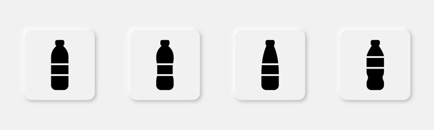 Icono de botella en glifo Icono de botella de plástico lata de agua mineral Conjunto de iconos de botella negra