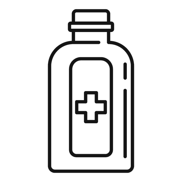 Icono de botella de homeopatía médica Icono de vector de botella de homeopatía médica de esquema para diseño web aislado sobre fondo blanco