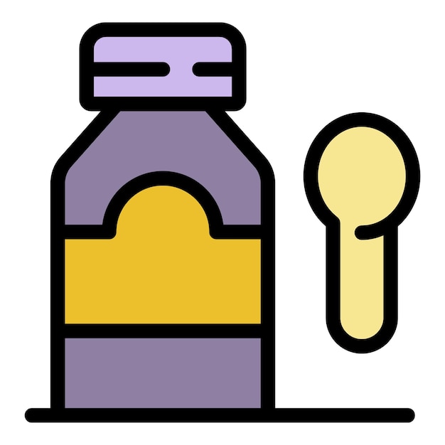 El icono de la botella de jarabe de curación El contorno del icono vectorial de la bottle de jarabe del curación El color es plano y aislado