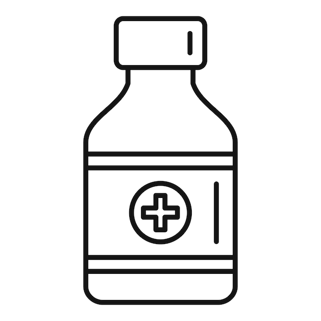 Icono de botella de jarabe Icono de vector de botella de jarabe de esquema para diseño web aislado sobre fondo blanco