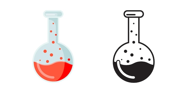 Icono de botella de laboratorio de ciencias en estilo plano Ilustración vectorial de equipos de vidrio de laboratorio en un fondo aislado Sello de tubo de ensayo concepto de negocio