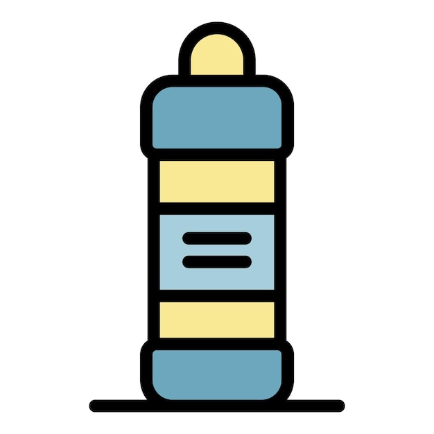 El icono de la botella de limpiador de telas Contorno del icono vectorial de la botela de limpiadora de telas Color plano aislado