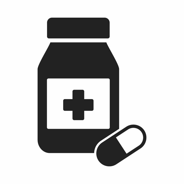 icono de botella de medicina estilo plano sobre fondo blanco