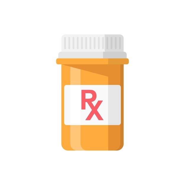 Icono de botella de píldora en estilo plano Ilustración de vector de cápsulas médicas sobre fondo blanco aislado Concepto de negocio de signo de farmacia