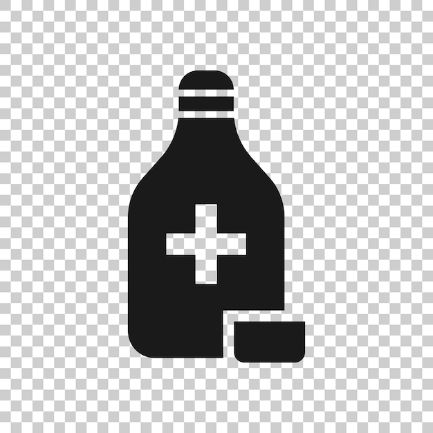 Icono de botella de píldora en estilo plano Ilustración vectorial de medicamentos en fondo blanco aislado Concepto de negocio de farmacia