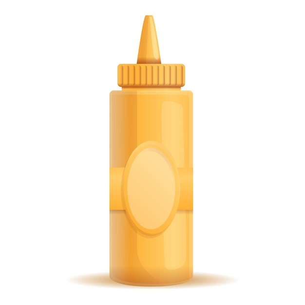 Icono de botella de plástico de mostaza Icono vectorial de botella en plástico de mustaza para el diseño web aislado sobre fondo blanco