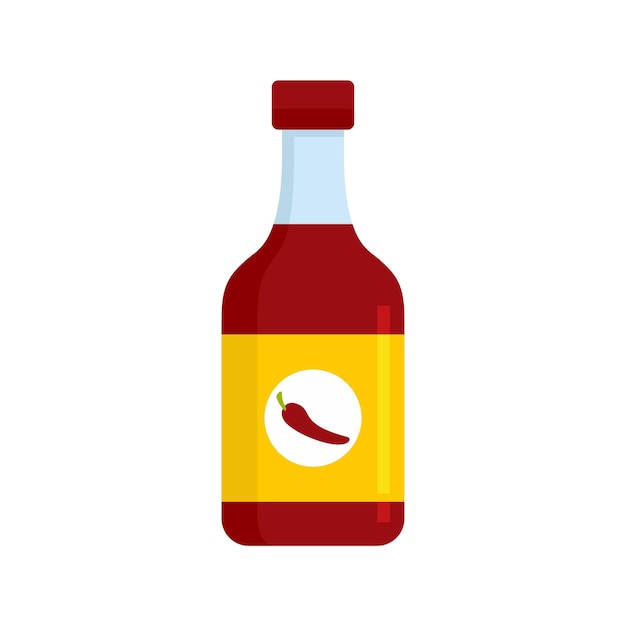 Icono de botella de salsa de chile Ilustración plana del icono de vector de botella de salsa de chile aislado sobre fondo blanco