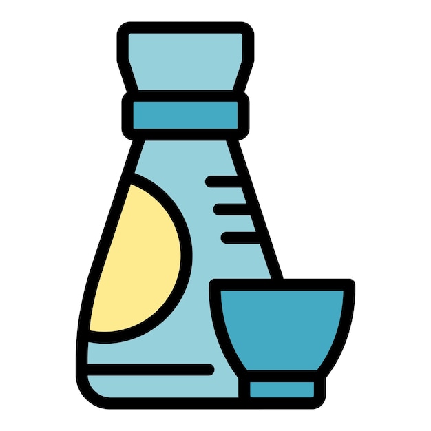 Icono de botella de salsa vector de contorno comida japonesa rollo asiático color plano