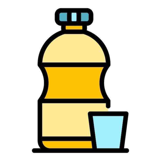 Icono de la botella de solución Contorno del icono vectorial de la bottle de solución Color plano aislado