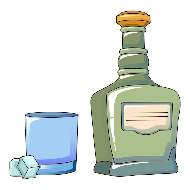 Icono de botella de tequila Caricatura de icono de vector de botella de tequila para diseño web aislado sobre fondo blanco