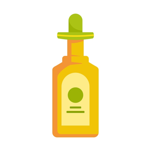 Icono de botella de tequila Ilustración plana del icono de vector de botella de tequila aislado sobre fondo blanco