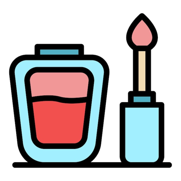 Icono de botella de uñas polacas Contorno botella de uñas pulidas vector icono color plano aislado
