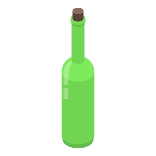 Icono de botella de vidrio de bebida Isométrica de icono de vector de botella de vidrio de bebida para diseño web aislado sobre fondo blanco